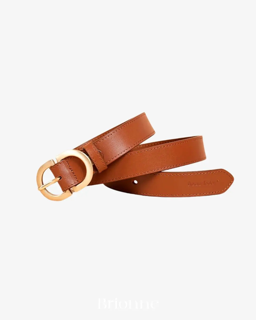 Cinto Feminino de Couro de Vaca BEAUTODay Marrom Claro