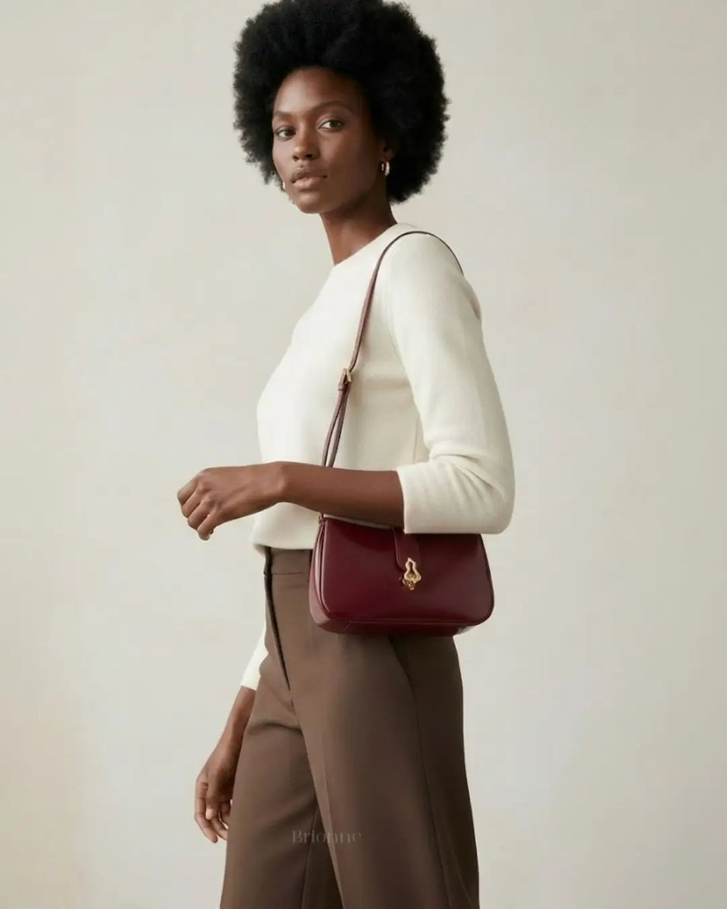 Bolsa Feminina Pequena de Couro Burgundy