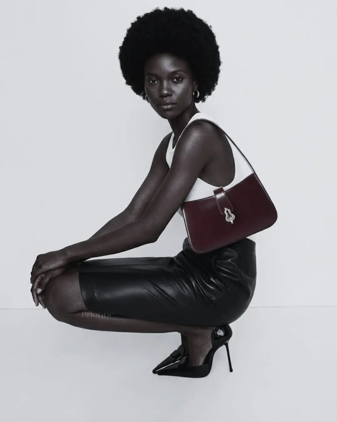 Bolsa Feminina Pequena de Couro Burgundy