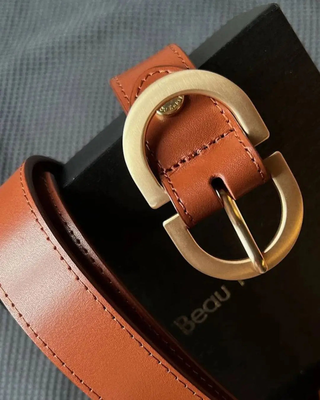 Cinto Feminino de Couro de Vaca BEAUTODay Marrom Claro