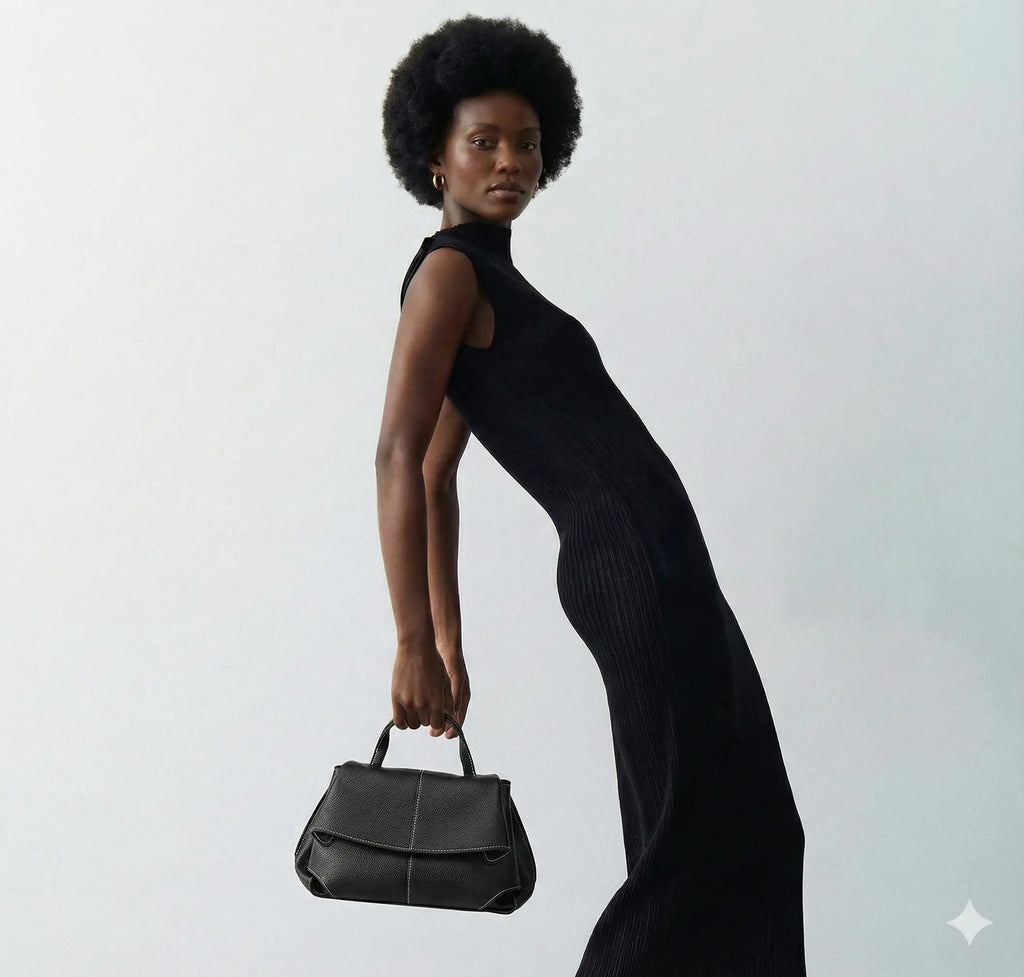 Bolsa Feminina de Couro Preto Ely