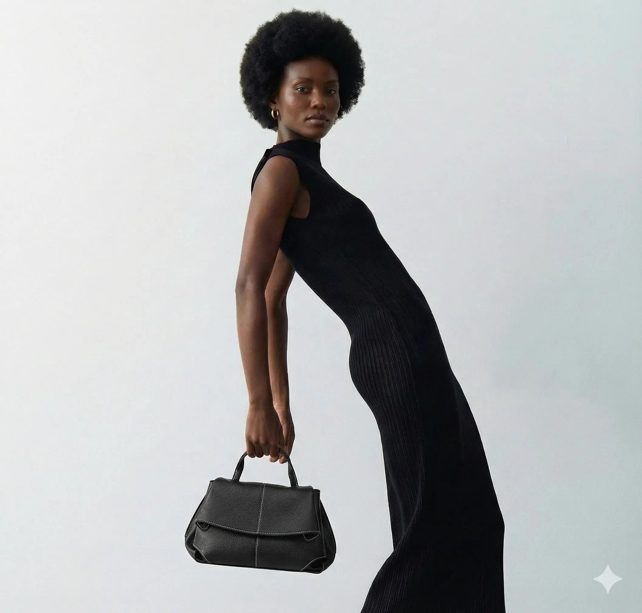 Bolsa Feminina de Couro Preto Ely