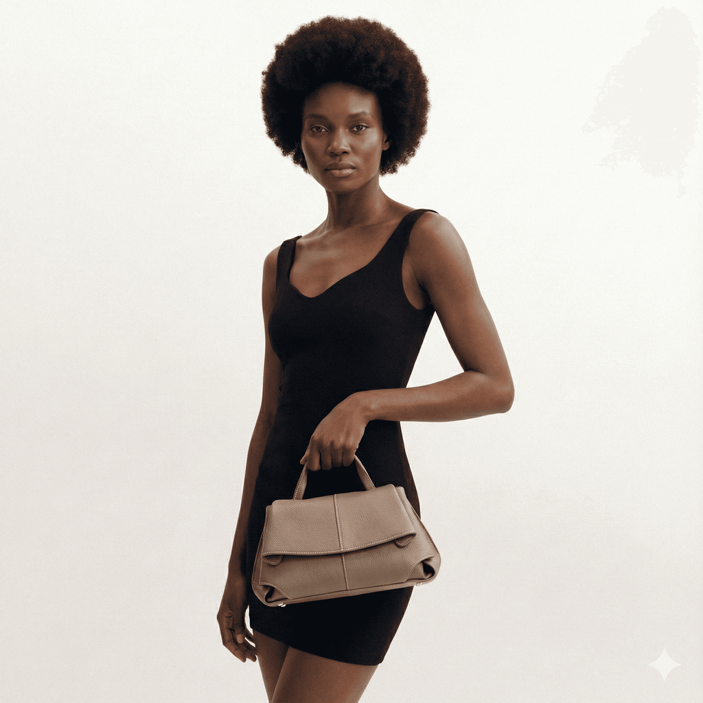 Bolsa Feminina de Couro Legítimo Ely Caqui