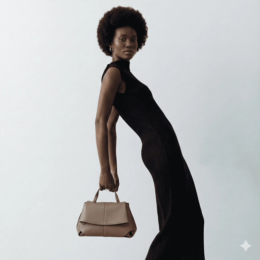 Bolsa Feminina de Couro Legítimo Ely Caqui